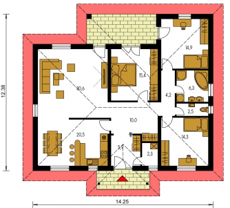 Mirror image | Floor plan of ground floor - BUNGALOW 5